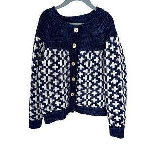 Mabo Clothier crosshatch yoke cardigan sweater 10/11